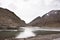 View landscape himalayas range mountain with Confluence of the Indus and Zanskar Rivers from on Srinagar highway while winter