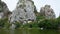 View landscape of Khao Ngu Stone Park and forest limestone mountain rock at Rat Buri city in Ratchaburi, Thailand