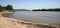 View of the landscape of the Limpopo river on the state border of South Africa and Zimbave