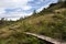 View landscape with mountain forest and wooden walkway bridge of Khao Lon Adventure for thai people and foreign traveler travel