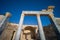 View of the landscape of the ruins in the ancient city of Knidos in Turkey