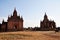 View landscape ruins cityscape UNESCO World Heritage Site with over 2000 pagodas temples for burmese people foreign travelers