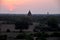 View landscape ruins cityscape World Heritage Site with over 2000 pagodas and Htilominlo temples look from Shwesandaw Paya Pagoda