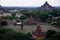 View landscape ruins cityscape World Heritage Site with over 2000 pagodas and Htilominlo temples look from Shwesandaw Paya Pagoda