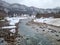 The view of landscape shirakawago river in winter