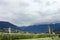 View landscape of Silandro city of countryside Malles Venosta village, Italy