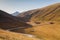 A view of the landscape somewhere near the road to arrive at the Astronomical Observatory of Campo Imperatore in Abruzzo, Italy