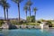 View of landscape from swimming pool of luxury mansion