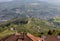 View of the Langhe-Roero hills and vineyards from Diano d\\\'Alba in Piedmont