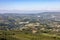 View of the Langhe-Roero hills and vineyards from Diano d\\\'Alba in Piedmont