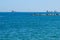 View of large commercial ships in the Mediterranean sea