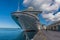 A view of a large cruise ship moored in Bridgetown, Barbados