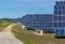 View of large solar energy panels in the countryside of Andalusia