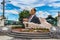 View of the large statue of former Antiguan Prime Minister Sir Vere Cornwall in St John`s, Antigua island