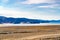 View of large steppe with the animal farm