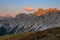 View at the Lastoni of Formin during the sunset at the Giau pass in the dolomites