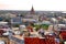 View of Latvian Academy of Sciences building, railway station and old town, Riga