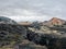 View on the Laugahraun lava field from the top of Brennisteinsalda mountain, Landmannalaugar, Iceland