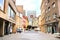 View of Laurinska Street.and hanging gate doors symbolise the place of the Laurinc Gate, Bratislava, Slovakia