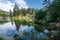 View of Laux Lake (Lago Laux) in a beautiful alpine landscape, Chisone valley, Italy