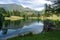 View of Laux Lake (lago Laux) in a beautiful alpine landscape, Chisone valley, Piedmont, Italy