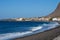 View of lava beach in Valle Gran Rey with district of La Playa in background