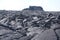 View of the lava field and destruction of Leilani Estates in Puna District, Hawaii as result of the 2018 Kilauea volcano eruptions