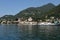 View of Laveno Mombello on lake Maggiore in province of Varese,