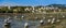 View of le Conquet city, Fishing boat at low tide on mud