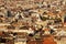 View of the left bank of the Hungarian capital Budapest. Characteristic dense buildings of a huge city