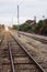 View of the length of railway ,Perspective railway,filtered image, light effect and flare added,selective focus