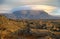 View of lenticular clouds over a mountain near Myvatn