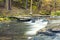 View of Letchworth State Park from Archery Point during autumn season within  colorful leaves on the trees