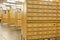 View on library wooden card catalog