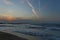 View of Lido di Jesolo beach early in the morning at different phases of sunrise