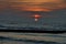 View of Lido di Jesolo beach early in the morning at different phases of sunrise
