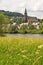 View of Lieser at river Moselle and the river, Germany