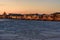 View of Lieutenant Schmidt Embankment at sunset in winter. Saint Petersburg. Russia