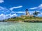 View on lighthouse in  blue bay lagoon mauritius