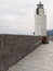 View of the lighthouse of city of Camogli, Genoa Province, Ligur