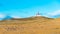 View of the lighthouse on the Isla Magdalena, Patagonia, Chile. Copy space for text