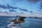 View of lighthouse in Nassau, Bahamas and cruise ships in the c