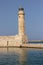 View of the lighthouse in the Old Venetian Harbor of Rethymnon