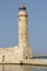View of the lighthouse in the Old Venetian Harbor of Rethymnon
