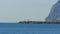 View of the Lighthouse by the Sea near the Rock of Gibraltar. Spain.