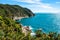 View of the lighthouse at Separation point.The coastline in Abel Tasman National Park, South Island, New Zealand