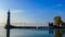 View of Lindau Lighthouse with sea and blue sky background