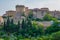 View of little city of Gualdo Cattaneo, Italy, in a summer sunny day