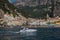 View of the little harbor of Amalfi city in Campania, Italy