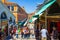 View of lively Rialto Bridge Venice Italy